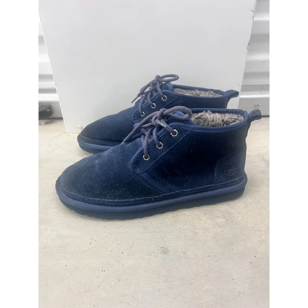 UGG Neumel Winter Boot Mens US 10 Navy Blue Suede Comfort Round Toe Casual Ankle